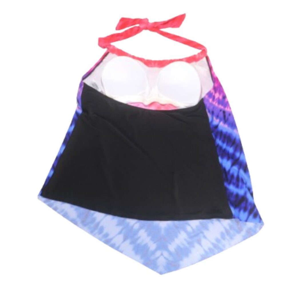 Aqua Green High Neck Angled Tankini Top UPF 50 Size Medium - Picture 4 of 11